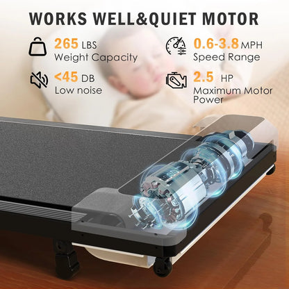 2-in-1 Walking Pad Treadmill with Incline - Compact 2.5HP Home Office Jogging Machine with Remote Control & LED Display